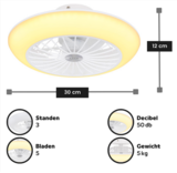 ZAAK. Lafee White plafondventilator 30 cm - Inclusief LED